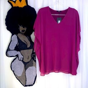 Oversized Purple Dolman Sleeve Blouse